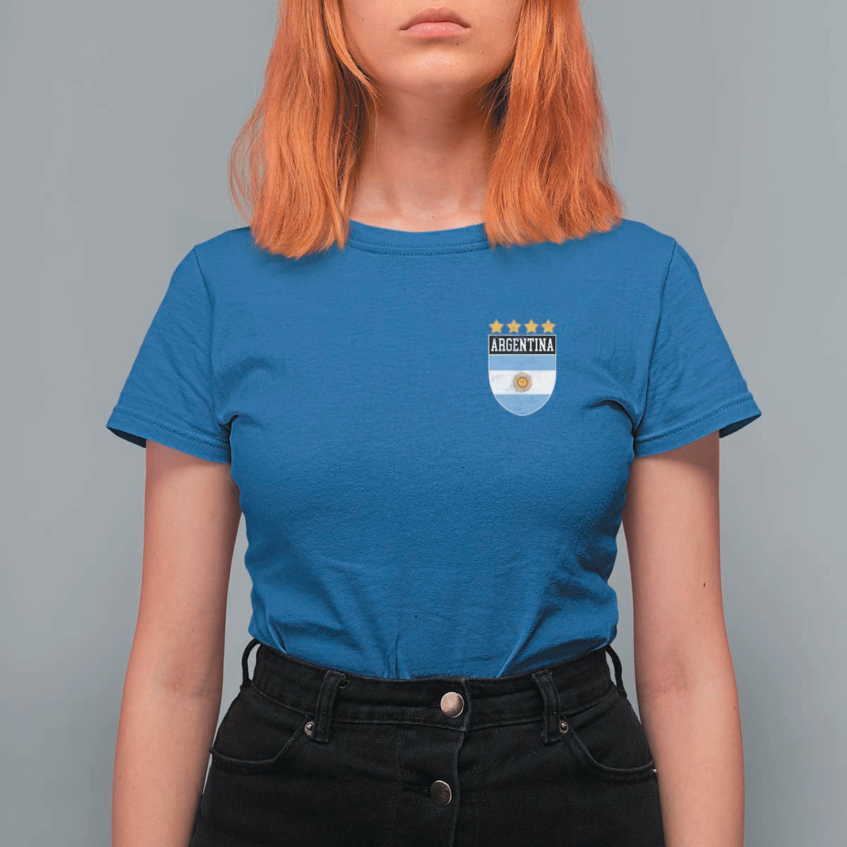 Argentina 4th Star Vintage Argentine Football Crest T Shirt For Women