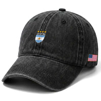 Argentina 4th Star Vintage Argentine Football Crest Washed Cotton Baseball Cap