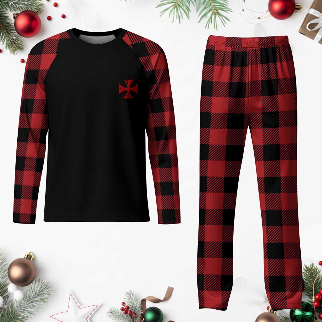 Vintage Catholic Knight Templar Crusader Cross Plaid Pajama Set