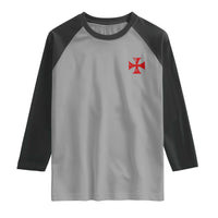 Vintage Catholic Knight Templar Crusader Cross Raglan Shirt