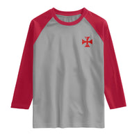 Vintage Catholic Knight Templar Crusader Cross Raglan Shirt