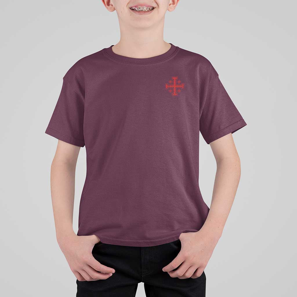 Vintage Catholic Knight Templar Jerusalem Cross T Shirt For Kid