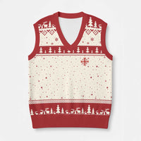 Vintage Catholic Knight Templar Jerusalem Cross V-Neck Knit Sweater Vest