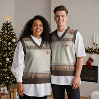 Vintage Catholic Knight Templar Jerusalem Cross V-Neck Knit Sweater Vest