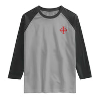 Vintage Catholic Knight Templar Jerusalem Cross Raglan Shirt