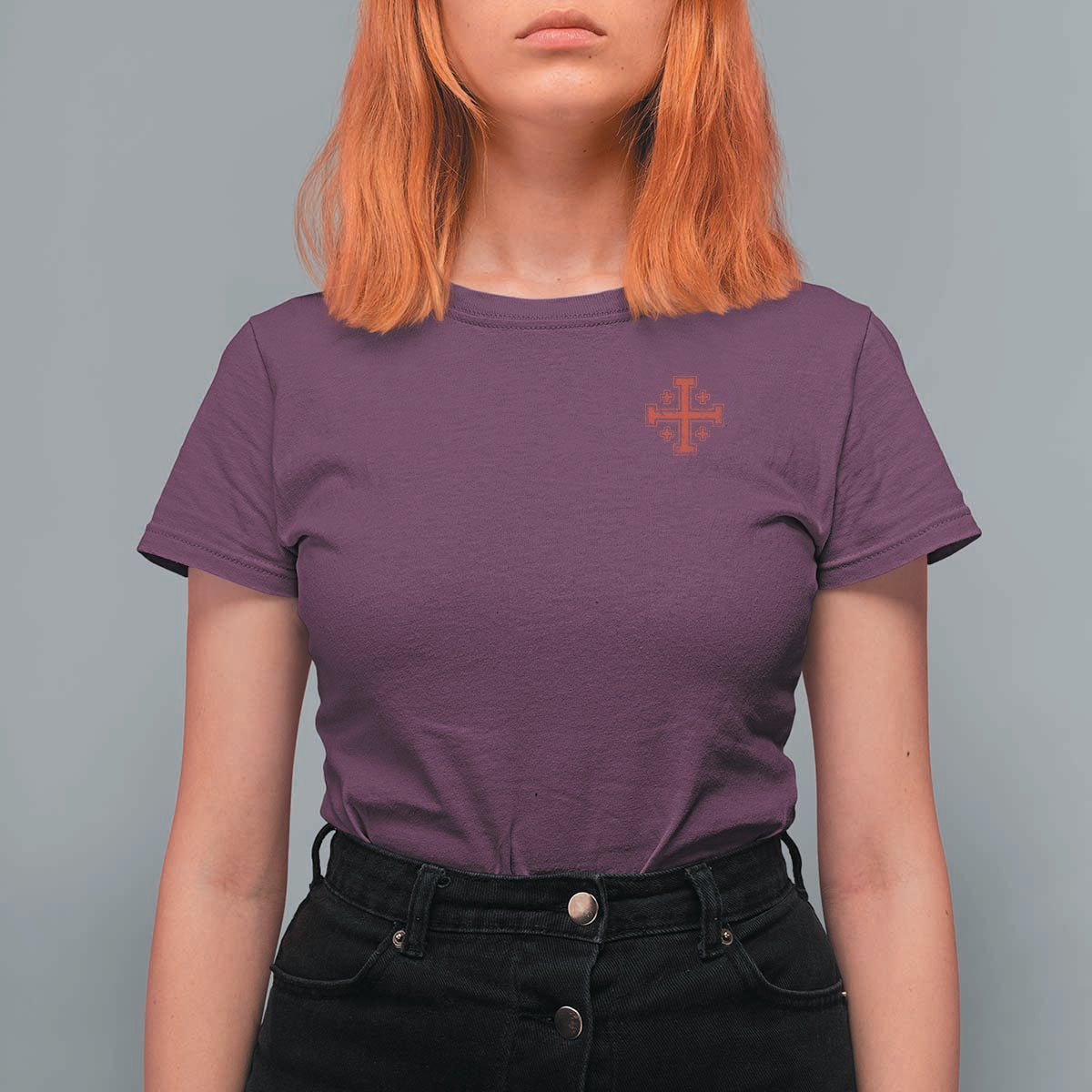 Vintage Catholic Knight Templar Jerusalem Cross T Shirt For Women