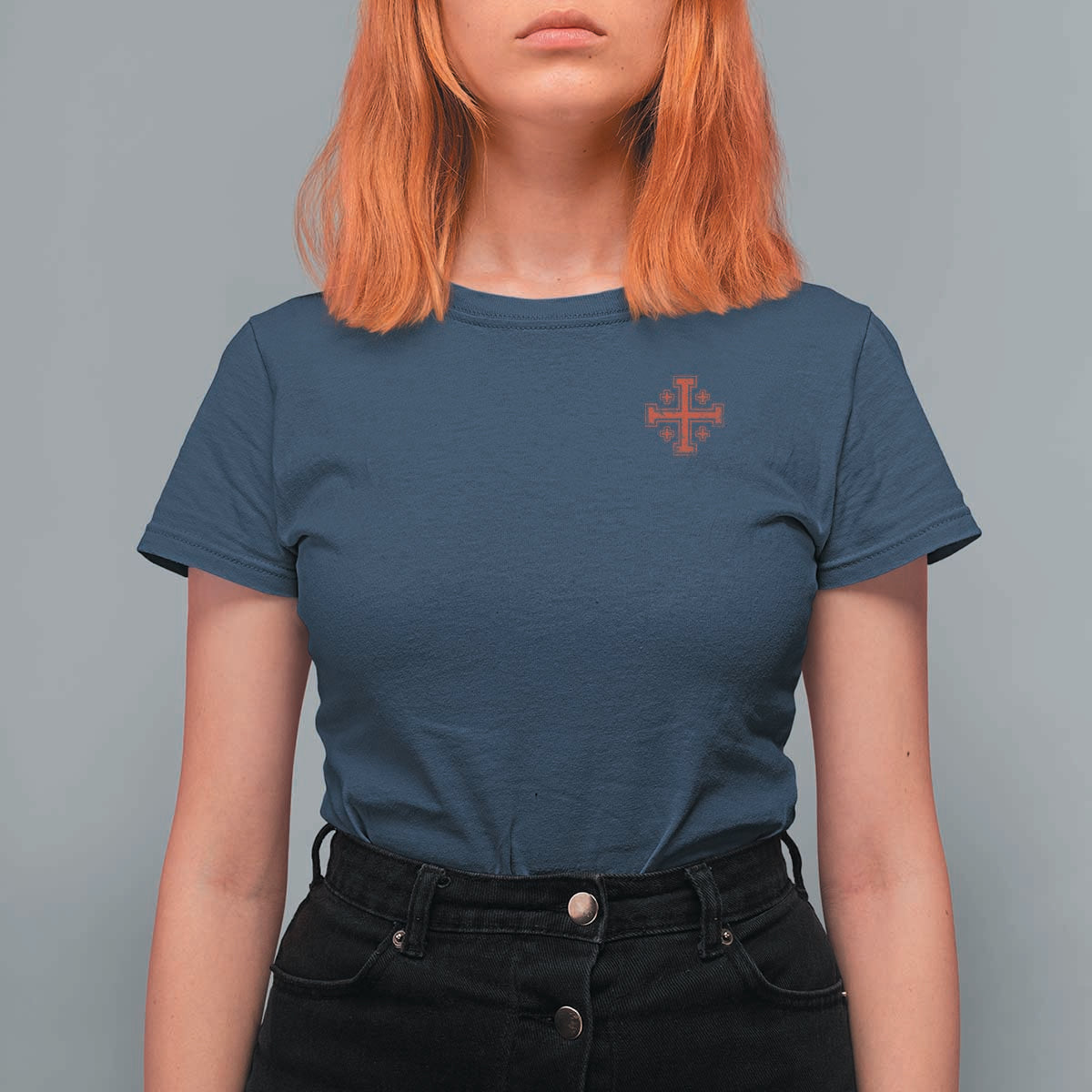 Vintage Catholic Knight Templar Jerusalem Cross T Shirt For Women