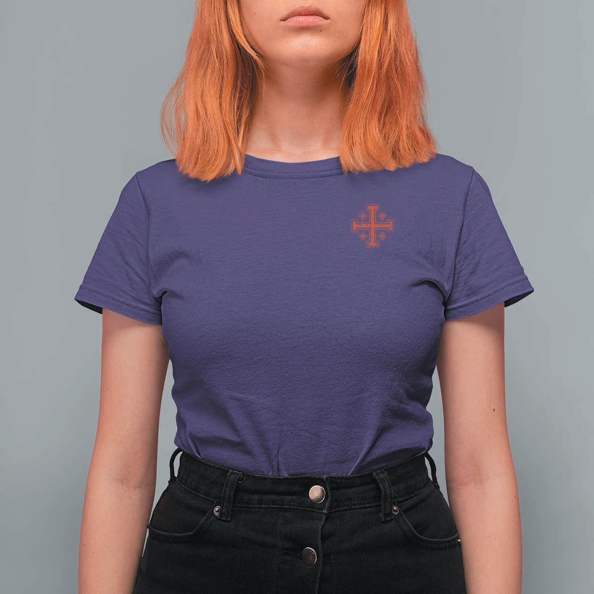 Vintage Catholic Knight Templar Jerusalem Cross T Shirt For Women
