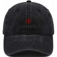 Vintage Catholic Knight Templar Jerusalem Cross Washed Cotton Baseball Cap