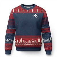 Knights Hospitaller Vintage Maltese Cross Catholic Christian Ugly Christmas Sweater
