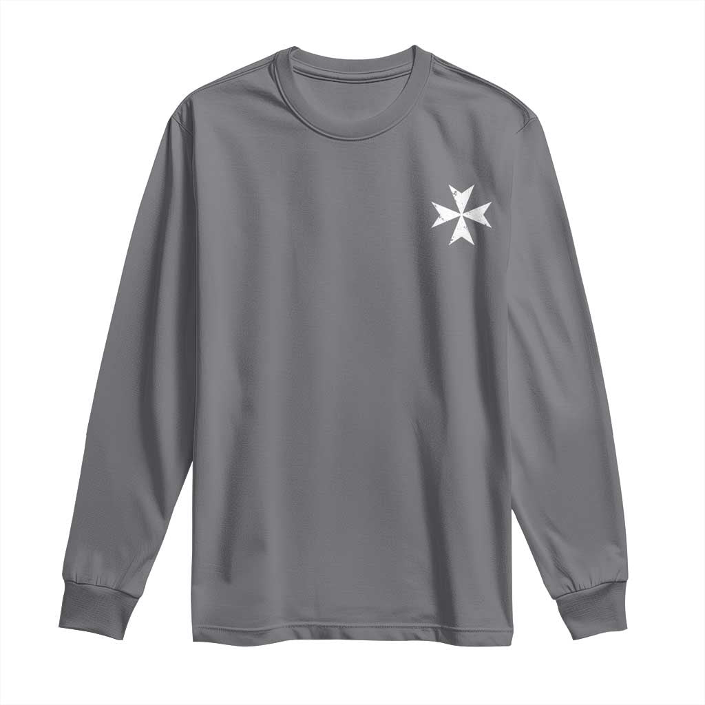 Knights Hospitaller Vintage Maltese Cross Catholic Christian Long Sleeve Shirt