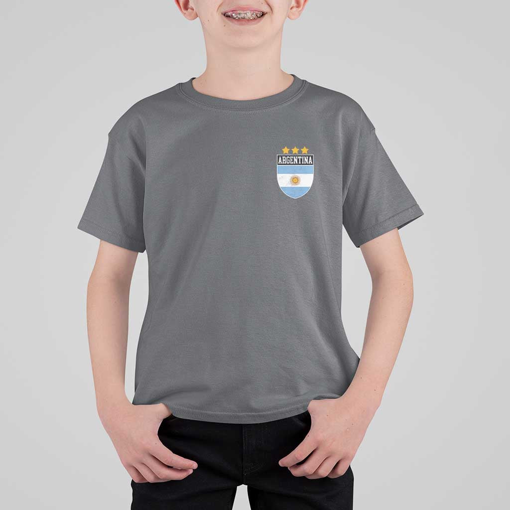 Argentina 3rd Star Vintage Argentine Football Crest T Shirt For Kid