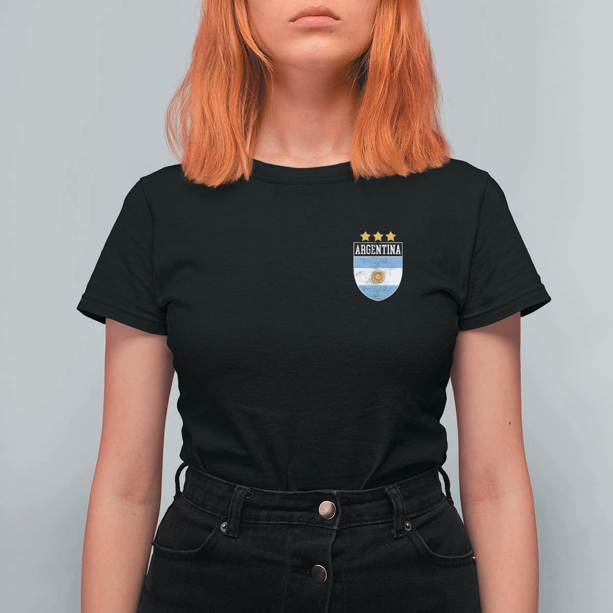 Argentina 3rd Star Vintage Argentine Football Crest T Shirt For Women