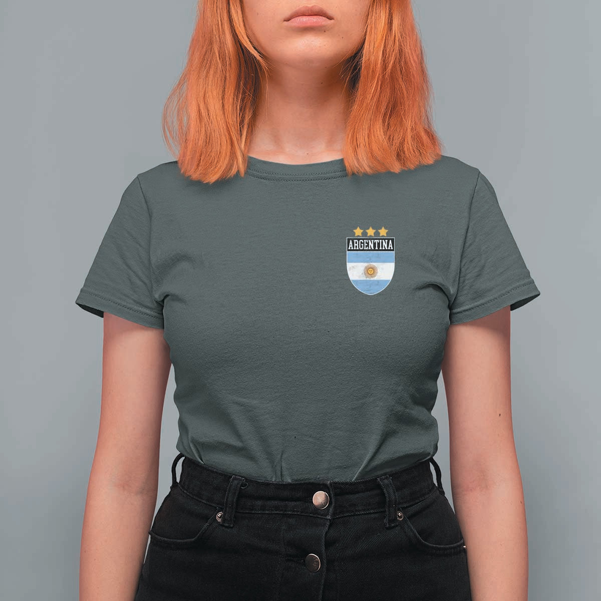 Argentina 3rd Star Vintage Argentine Football Crest T Shirt For Women
