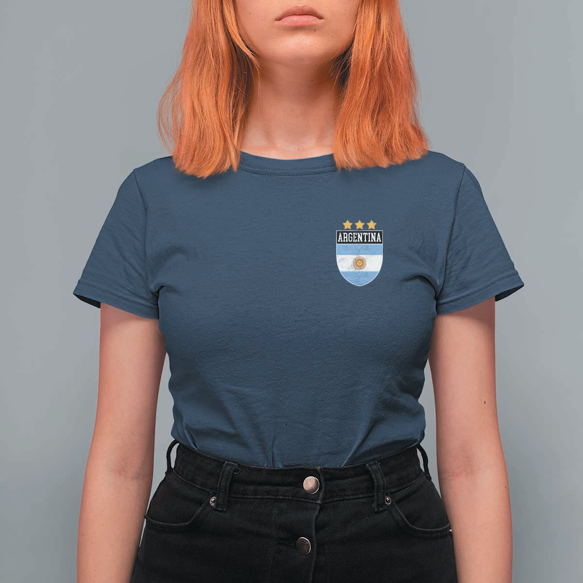 Argentina 3rd Star Vintage Argentine Football Crest T Shirt For Women