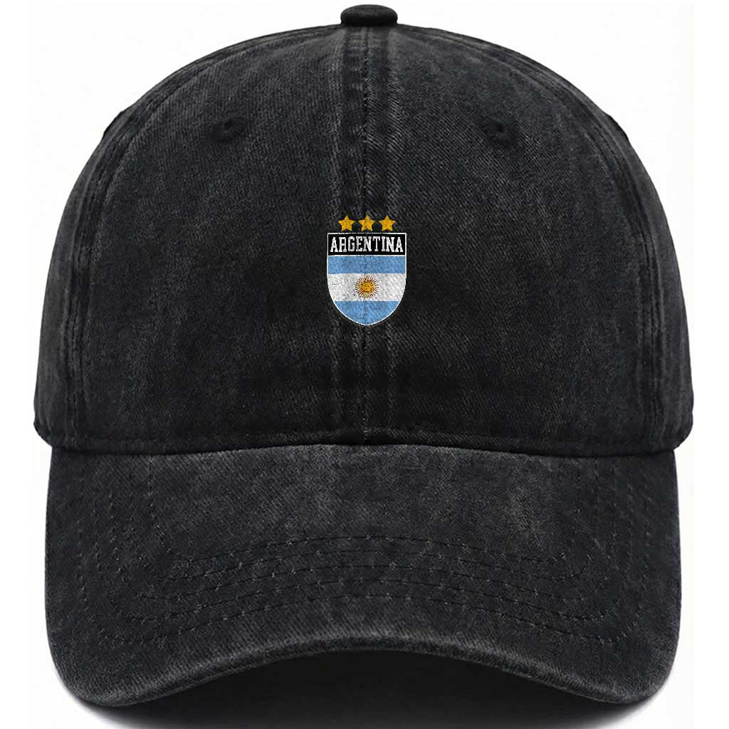Argentina 3rd Star Vintage Argentine Football Crest Washed Cotton Baseball Cap