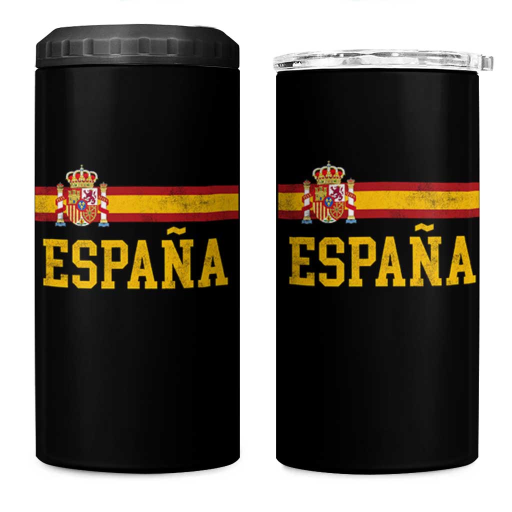 Espana Pride Vintage Spain Coat of Arms Patriotic Spainish Flag 4 in 1 Can Cooler Tumbler