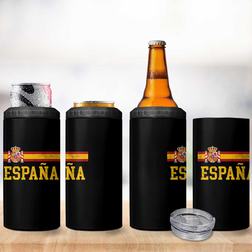 Espana Pride Vintage Spain Coat of Arms Patriotic Spainish Flag 4 in 1 Can Cooler Tumbler
