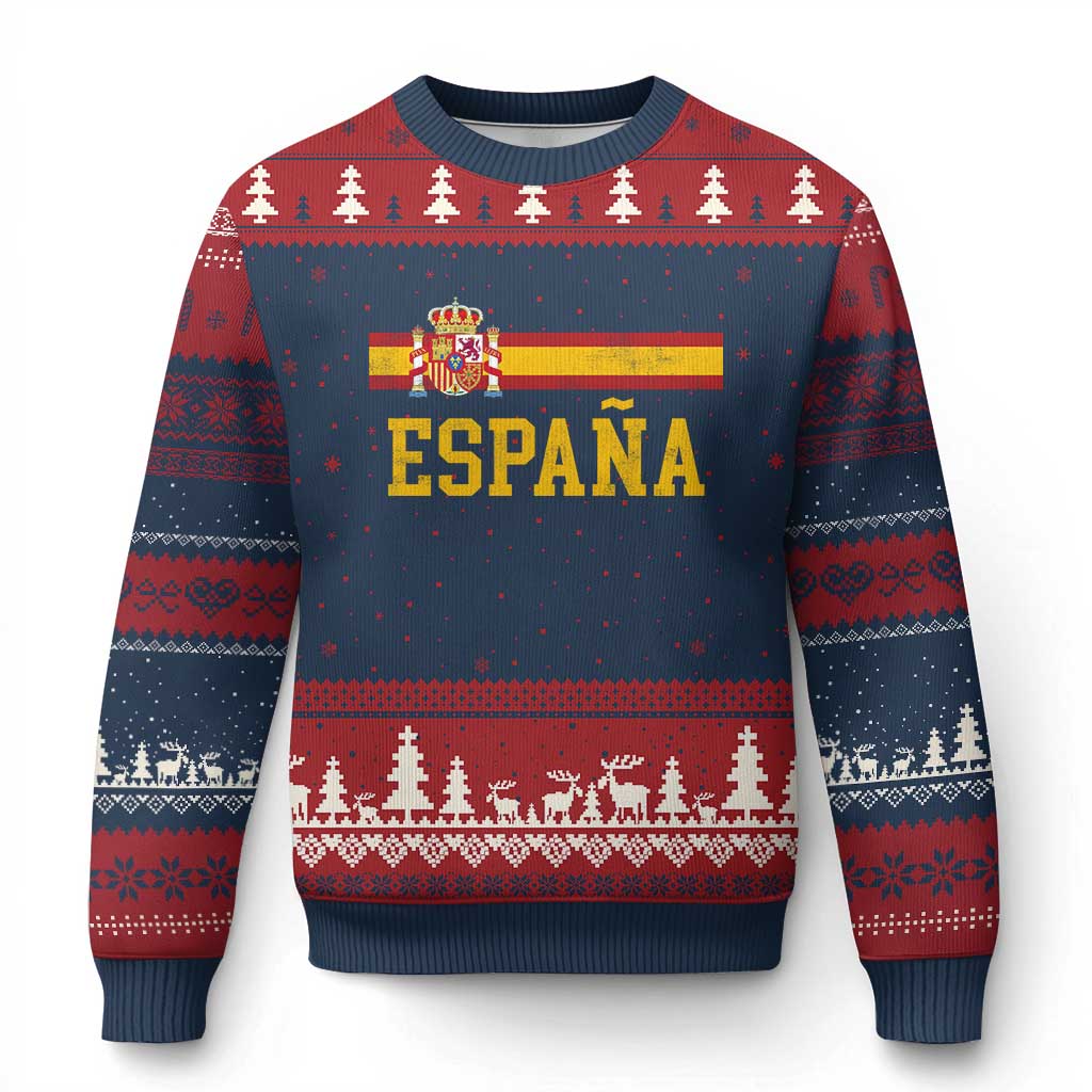 Espana Pride Vintage Spain Coat of Arms Patriotic Spainish Flag Ugly Christmas Sweater