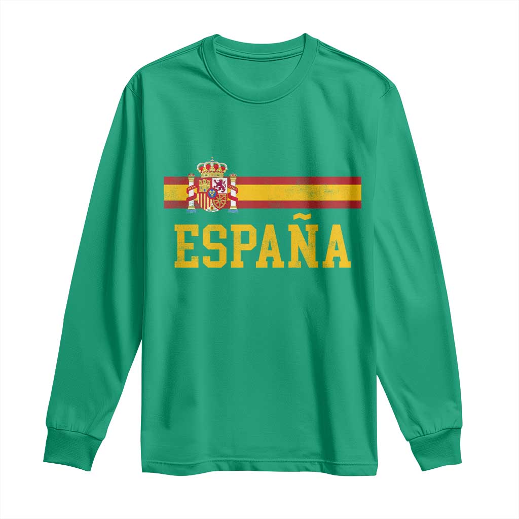 Espana Pride Vintage Spain Coat of Arms Patriotic Spainish Flag Long Sleeve Shirt