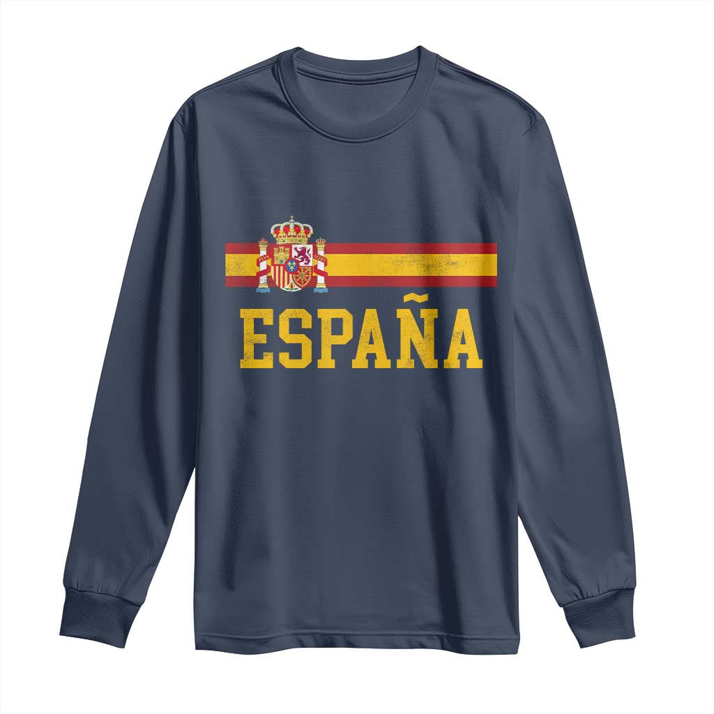 Espana Pride Vintage Spain Coat of Arms Patriotic Spainish Flag Long Sleeve Shirt