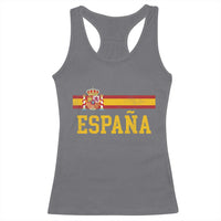 Espana Pride Vintage Spain Coat of Arms Patriotic Spainish Flag Racerback Tank Top