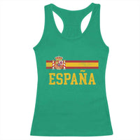 Espana Pride Vintage Spain Coat of Arms Patriotic Spainish Flag Racerback Tank Top