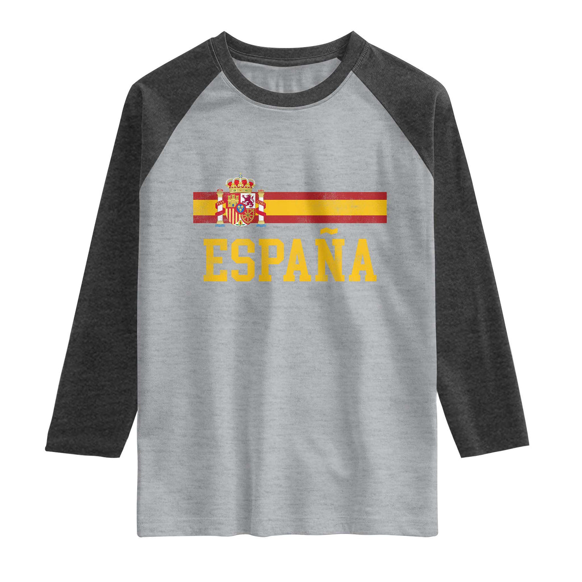 Espana Pride Vintage Spain Coat of Arms Patriotic Spainish Flag Raglan Shirt