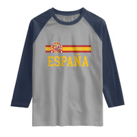 Espana Pride Vintage Spain Coat of Arms Patriotic Spainish Flag Raglan Shirt