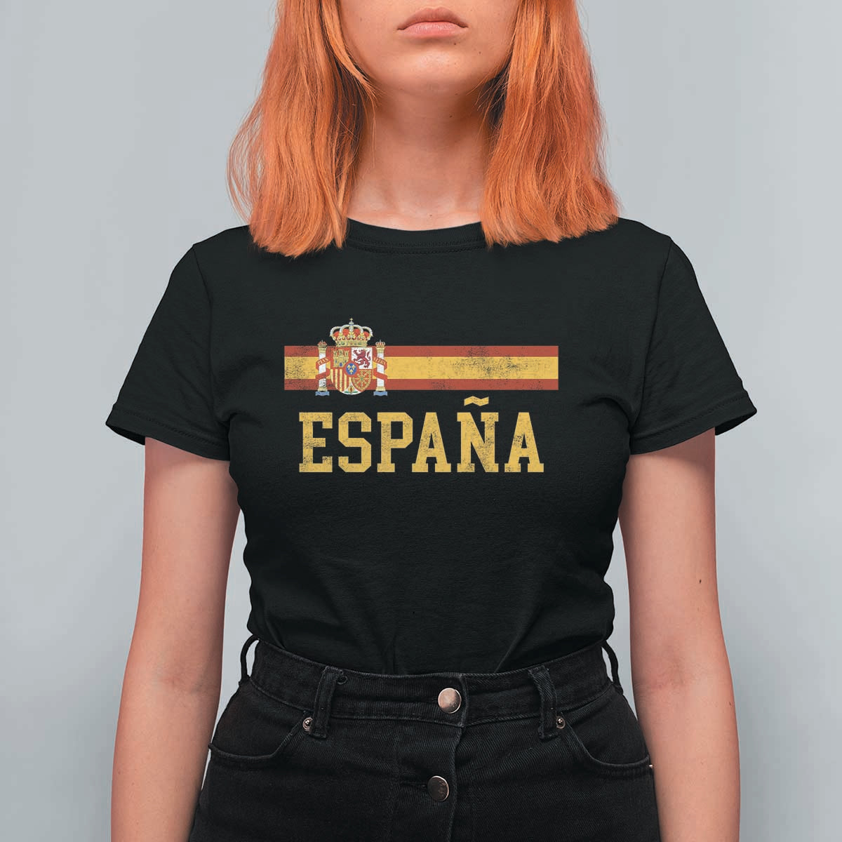 Espana Pride Vintage Spain Coat of Arms Patriotic Spainish Flag T Shirt For Women