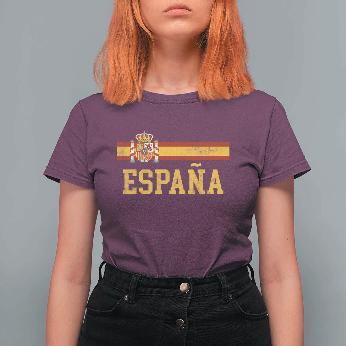Espana Pride Vintage Spain Coat of Arms Patriotic Spainish Flag T Shirt For Women