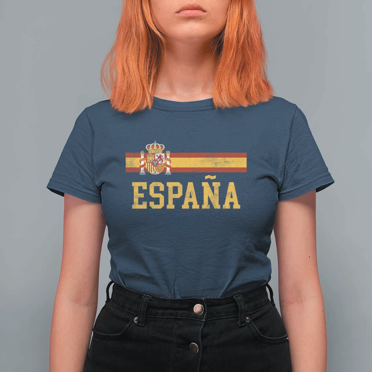 Espana Pride Vintage Spain Coat of Arms Patriotic Spainish Flag T Shirt For Women