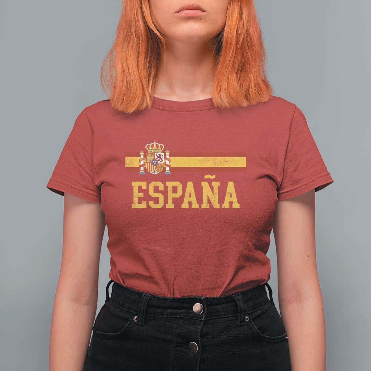 Espana Pride Vintage Spain Coat of Arms Patriotic Spainish Flag T Shirt For Women