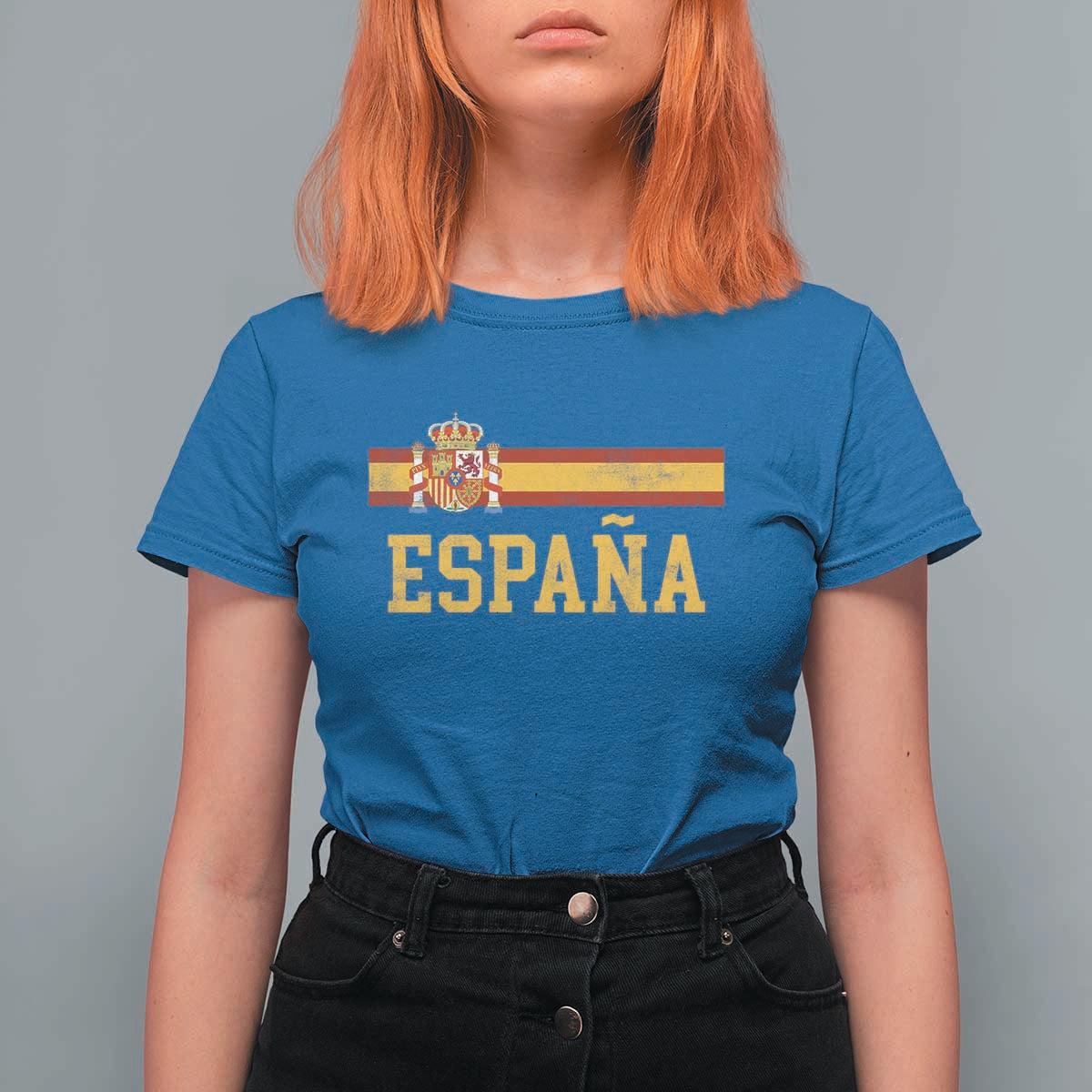 Espana Pride Vintage Spain Coat of Arms Patriotic Spainish Flag T Shirt For Women