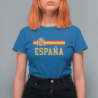 Espana Pride Vintage Spain Coat of Arms Patriotic Spainish Flag T Shirt For Women