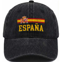 Espana Pride Vintage Spain Coat of Arms Patriotic Spainish Flag Washed Cotton Baseball Cap