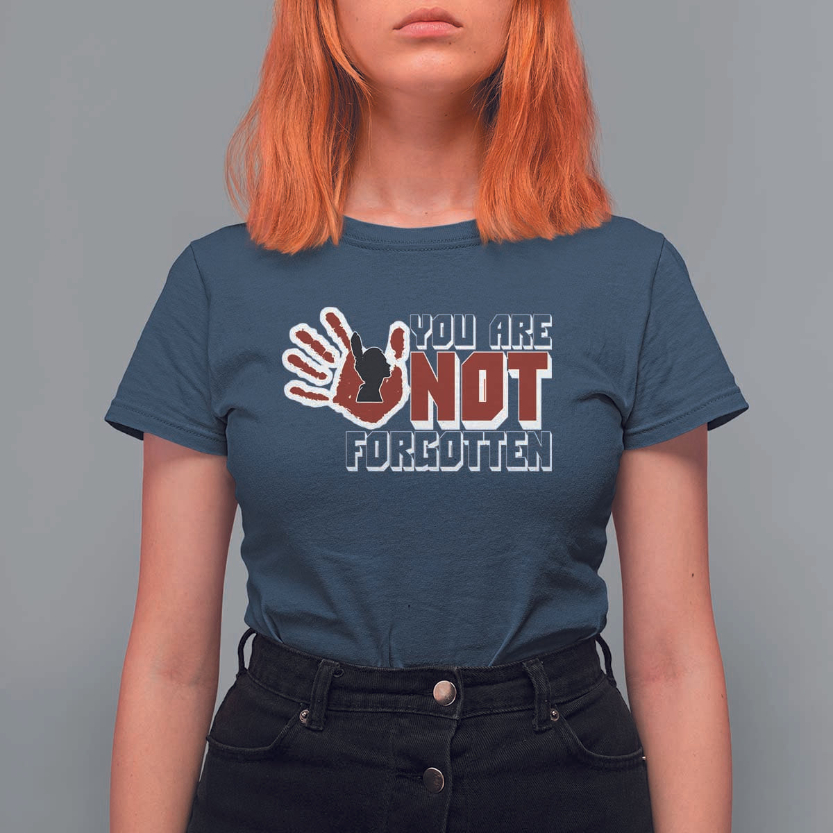 Native American Women T Shirt For Women You Are Not Forgotten Stop MMIW Red Hand - Wonder Print Shop