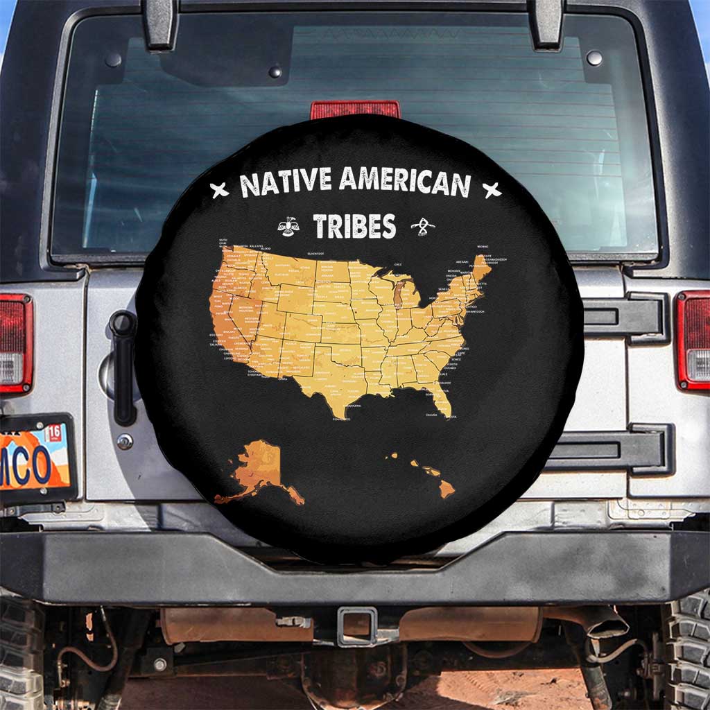 Native American Tribes Spare Tire Cover Vintage Native American Map US History - Wonder Print Shop