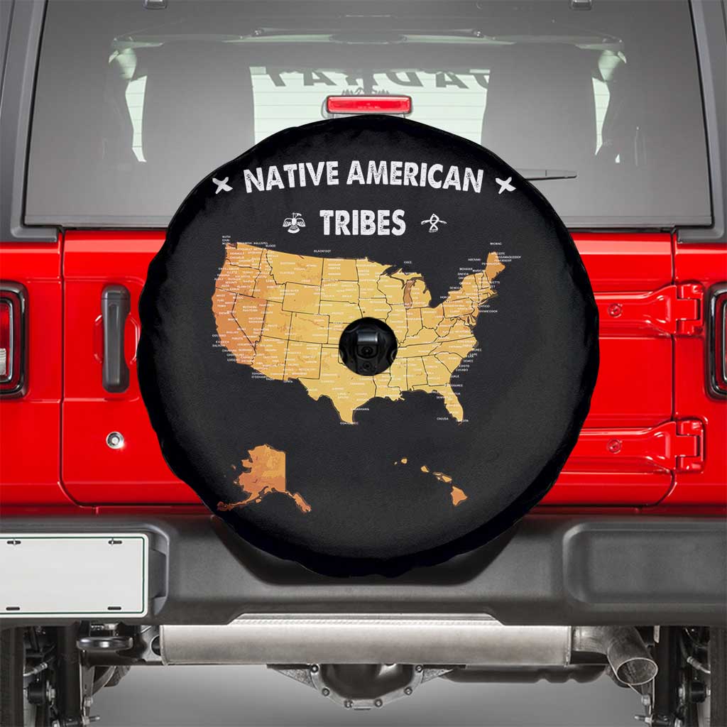 Native American Tribes Spare Tire Cover Vintage Native American Map US History - Wonder Print Shop