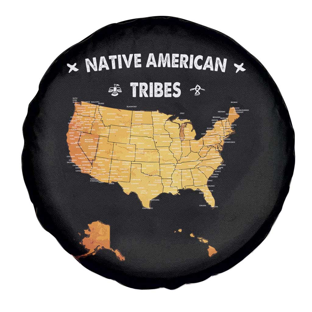 Native American Tribes Spare Tire Cover Vintage Native American Map US History - Wonder Print Shop