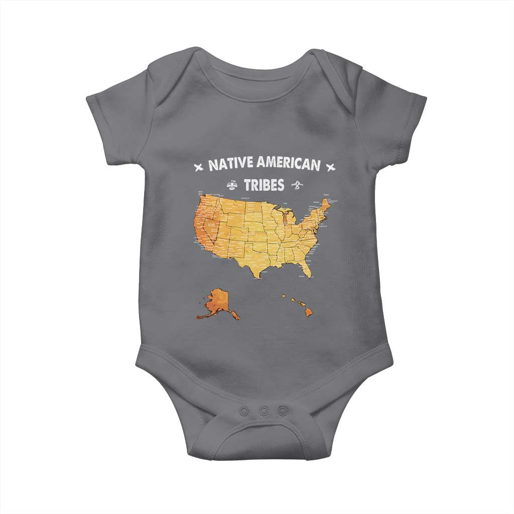 Native American Tribes Baby Onesie Vintage Native American Map US History - Wonder Print Shop