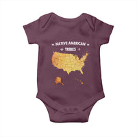 Native American Tribes Baby Onesie Vintage Native American Map US History - Wonder Print Shop
