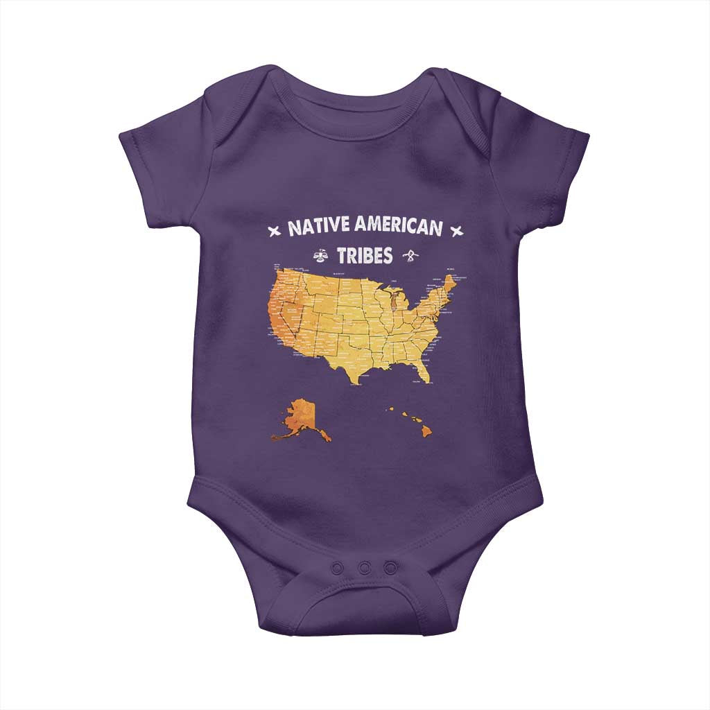Native American Tribes Baby Onesie Vintage Native American Map US History - Wonder Print Shop