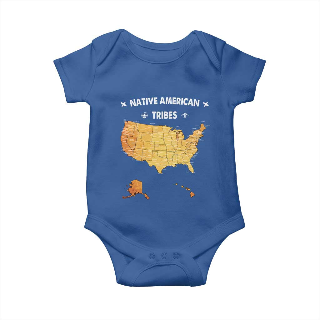 Native American Tribes Baby Onesie Vintage Native American Map US History - Wonder Print Shop
