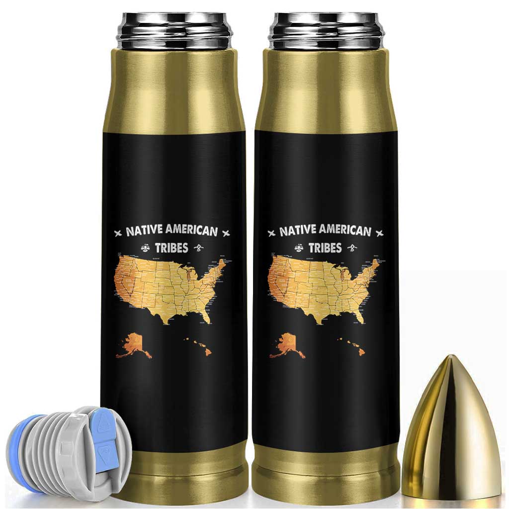 Native American Tribes Bullet Tumbler Vintage Native American Map US History - Wonder Print Shop