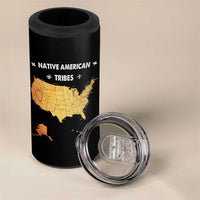 Native American Tribes 4 in 1 Can Cooler Tumbler Vintage Native American Map US History - Wonder Print Shop
