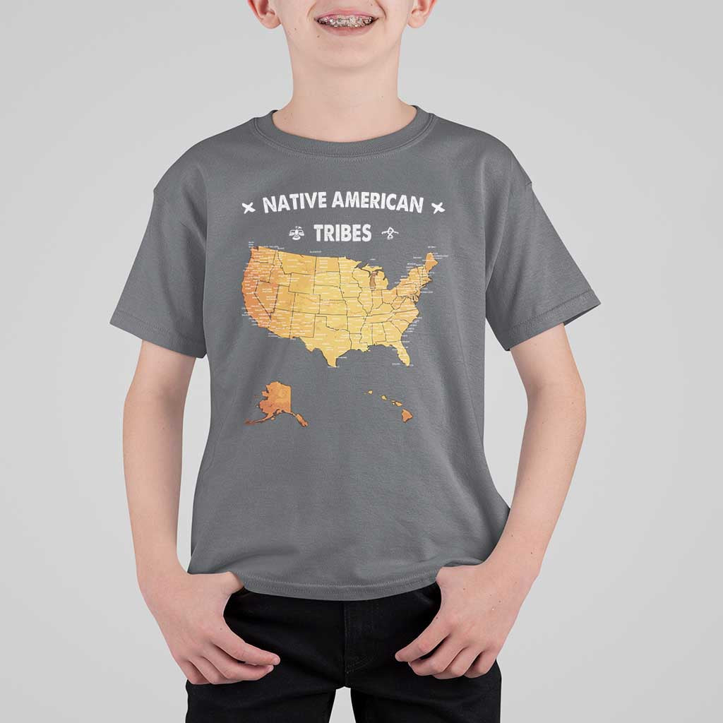 Native American Tribes T Shirt For Kid Vintage Native American Map US History - Wonder Print Shop