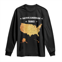 Native American Tribes Long Sleeve Shirt Vintage Native American Map US History - Wonder Print Shop