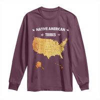 Native American Tribes Long Sleeve Shirt Vintage Native American Map US History - Wonder Print Shop