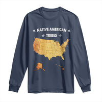 Native American Tribes Long Sleeve Shirt Vintage Native American Map US History - Wonder Print Shop